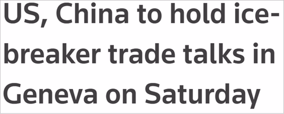 Headline announcing US-China trade talks in Geneva